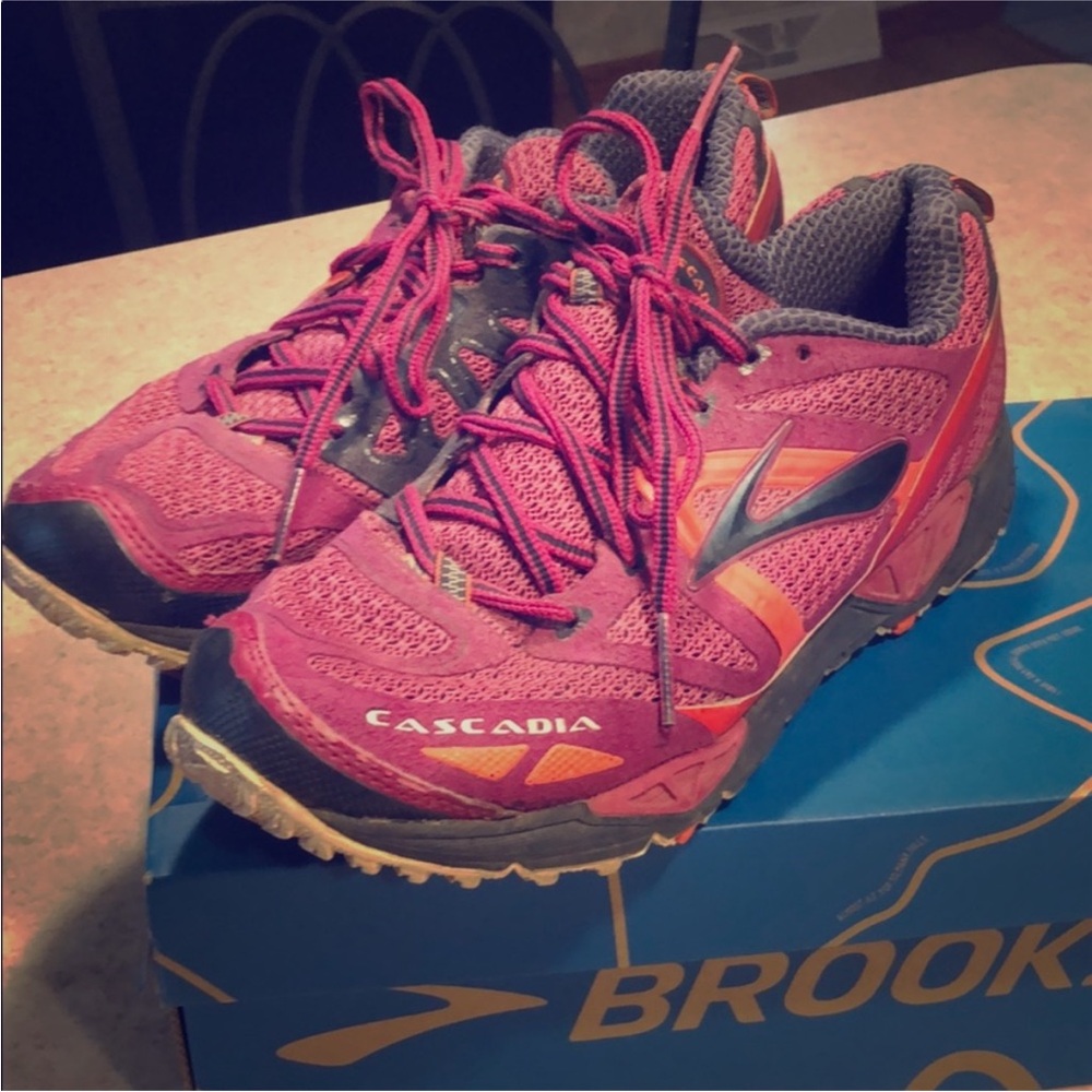 Brooks Cascadia hiking or running shoe - trails and has great traction